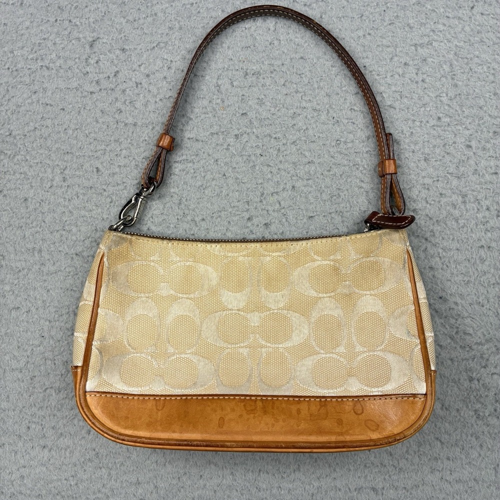 Vintage Coach 6094 Signature Demi Mini Bag Beige Brown Canvas Leather Purse - Picture 6 of 15